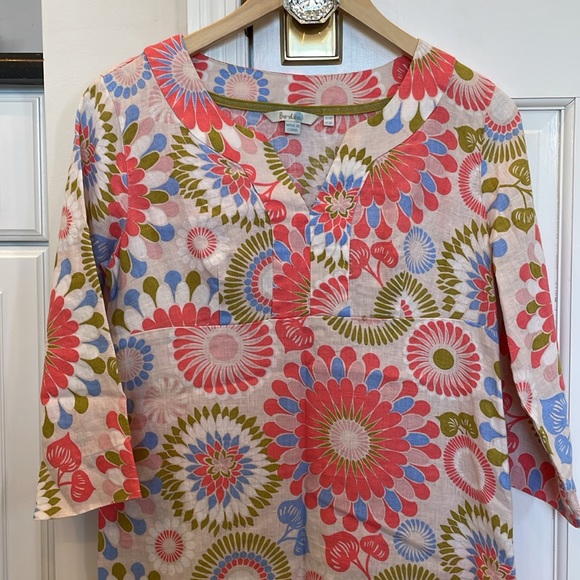 Boden 100% linen beach dress 6 petite blues green orange/red colors - Picture 2 of 9